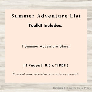 Summer Adventure Bucket List: 50 Activities (PDF) - Etsy