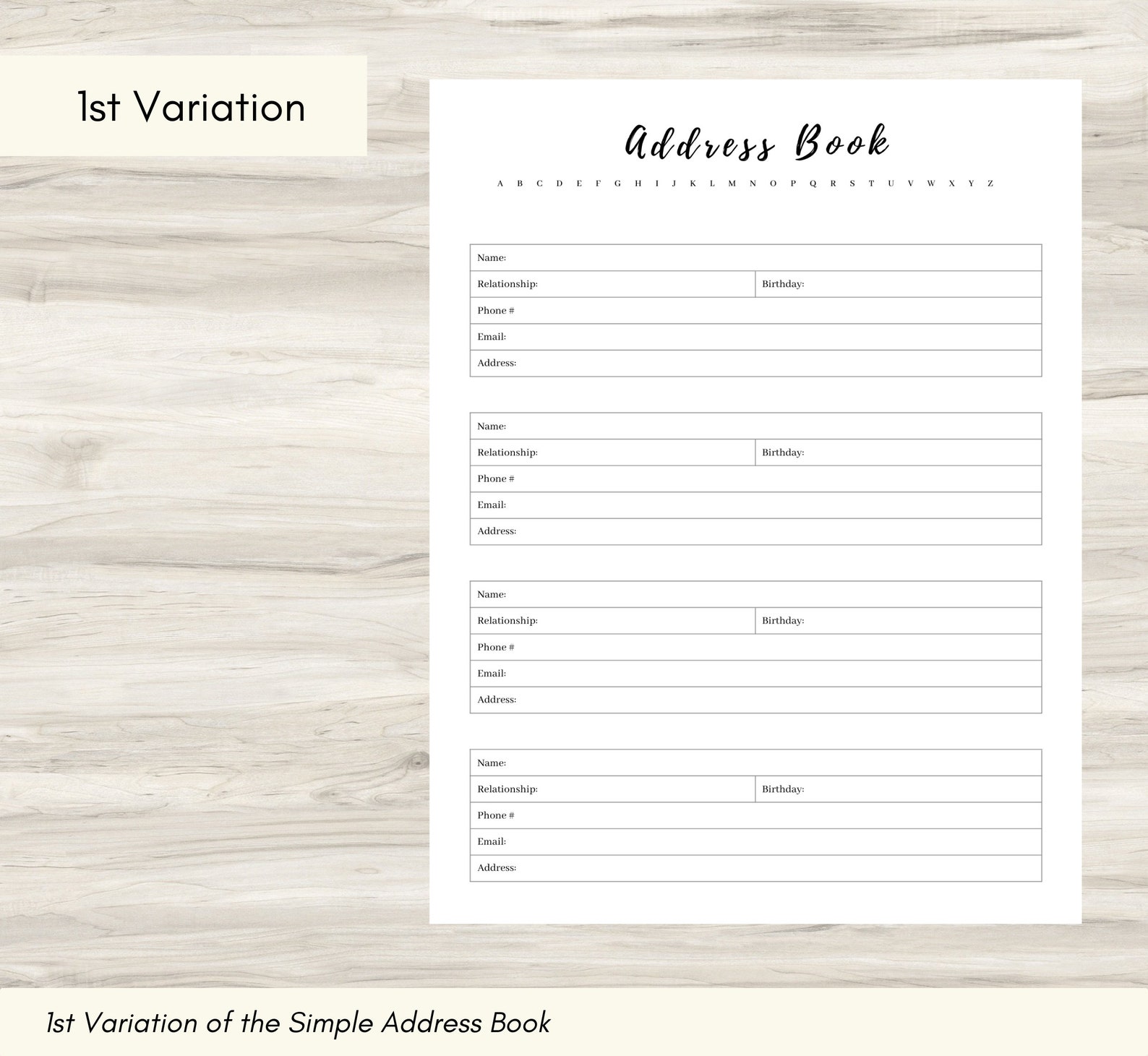 Digital Address Book Contact List Planner Pages Contact Etsy
