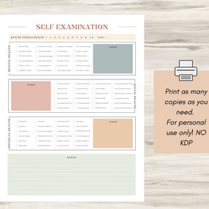 Self Examination, Holistic Check-in, How do you feel, Therapy Journal Worksheets, digital Mental Health Page, Daily self-care, Mental health image 7