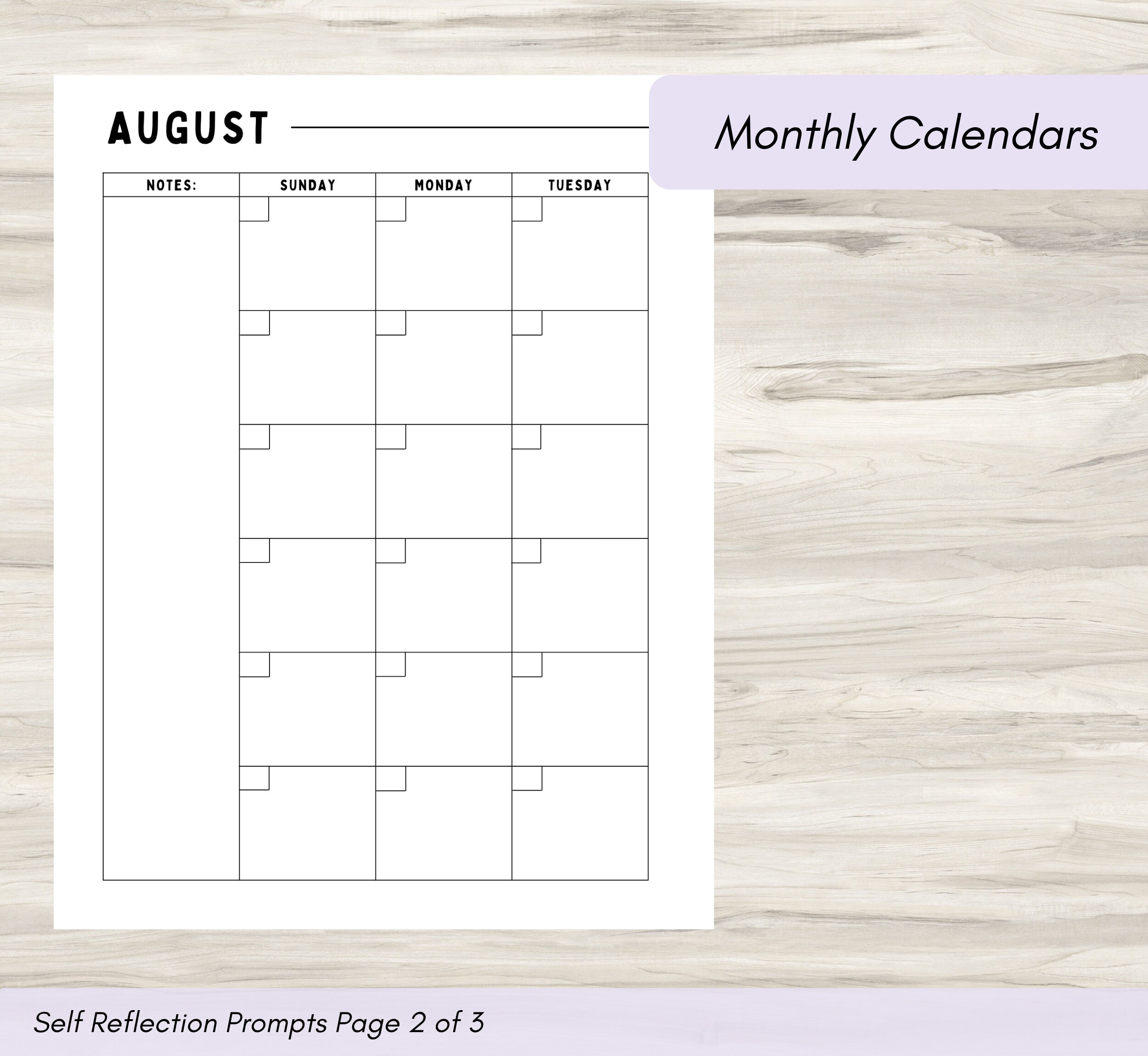 Monthly Calendar Planner insert Home Organization Calendar | Etsy