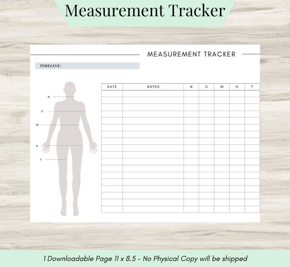 Body Measurement Tracker: Weight Loss & Fitness Printable (PDF | Mental Health PDF, Bereavement Journal, Grief Support, Therapy Tool