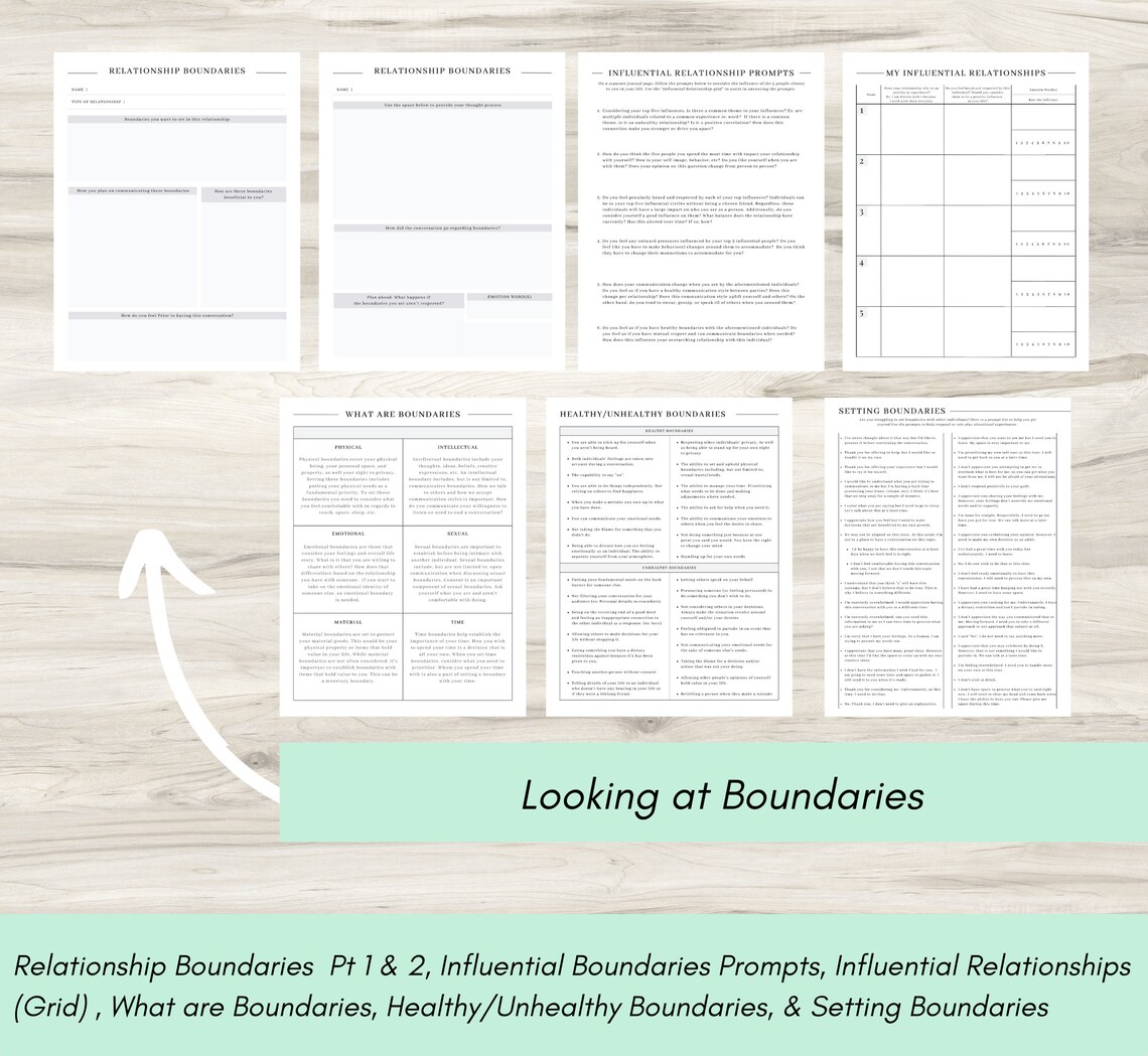 Boundaries Journal Boundaries Therapy Workbook Setting Etsy
