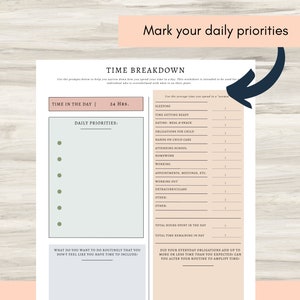 Time Breakdown Worksheet: Time Management Planner (PDF) - Etsy