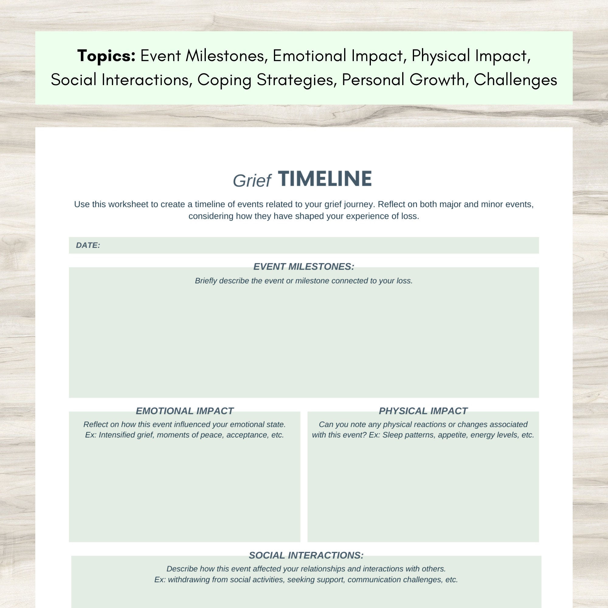 Grief Timeline Worksheet: Reflect, Heal, Grow (PDF) - Etsy