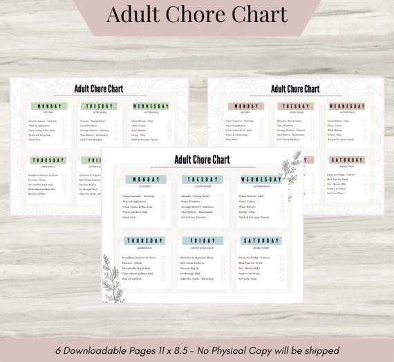 Adult Chore Chart Printable: Cleaning Schedule & Checklist (PDF)