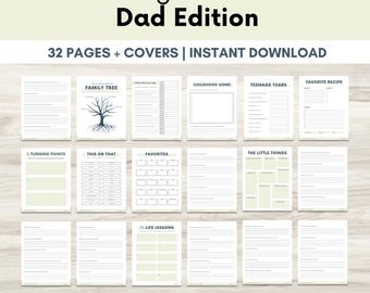 Father Memory Journal | Guided Keepsake for Dads,  Life Story Book with 100+ Prompts, Family Legacy Gift, Printable Journal for Dad