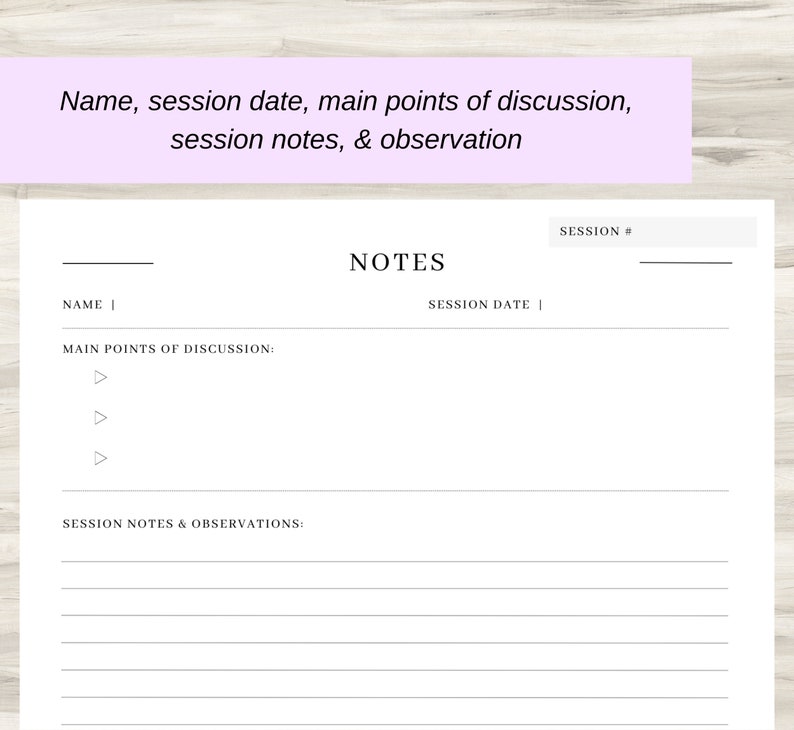 Structured Note Pdf For Client Client Note Sheets, Client Worksheet, Client Note Template, Client ...