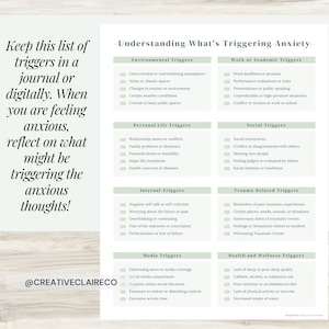 Anxiety Triggers Chart: Mental Health Tracker (PDF) - Etsy