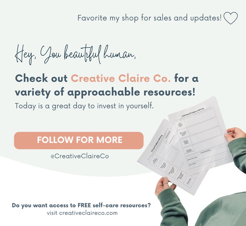 Check out Creative Claire Co fora variety of approachable resources. Today is a great day to invest in yourself.