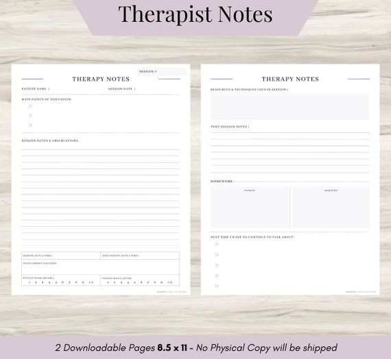 Therapist Note Sheets, Therapist Worksheet, Therapist Note