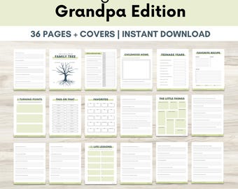 Grootvadergeheugendagboek | Aandenken met gids voor opa, levensverhaalboek met meer dan 100 aanwijzingen, familiegeschiedenis, afdrukbaar dagboek voor opa