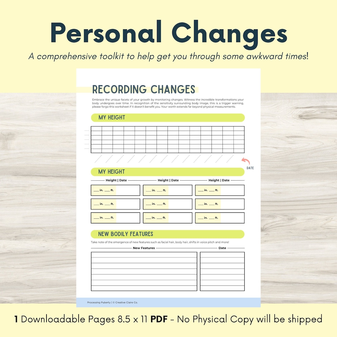 Personal Changes Tracker: Height & Body Journal (PDF) - Etsy