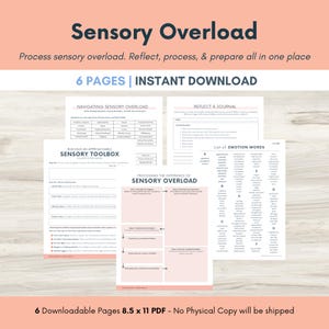 Sensory Overload Toolbox: 6 Worksheets for Coping, Stress Relief, Self-Regulation, & Managing Sensory Processing Disorder | Mental Health