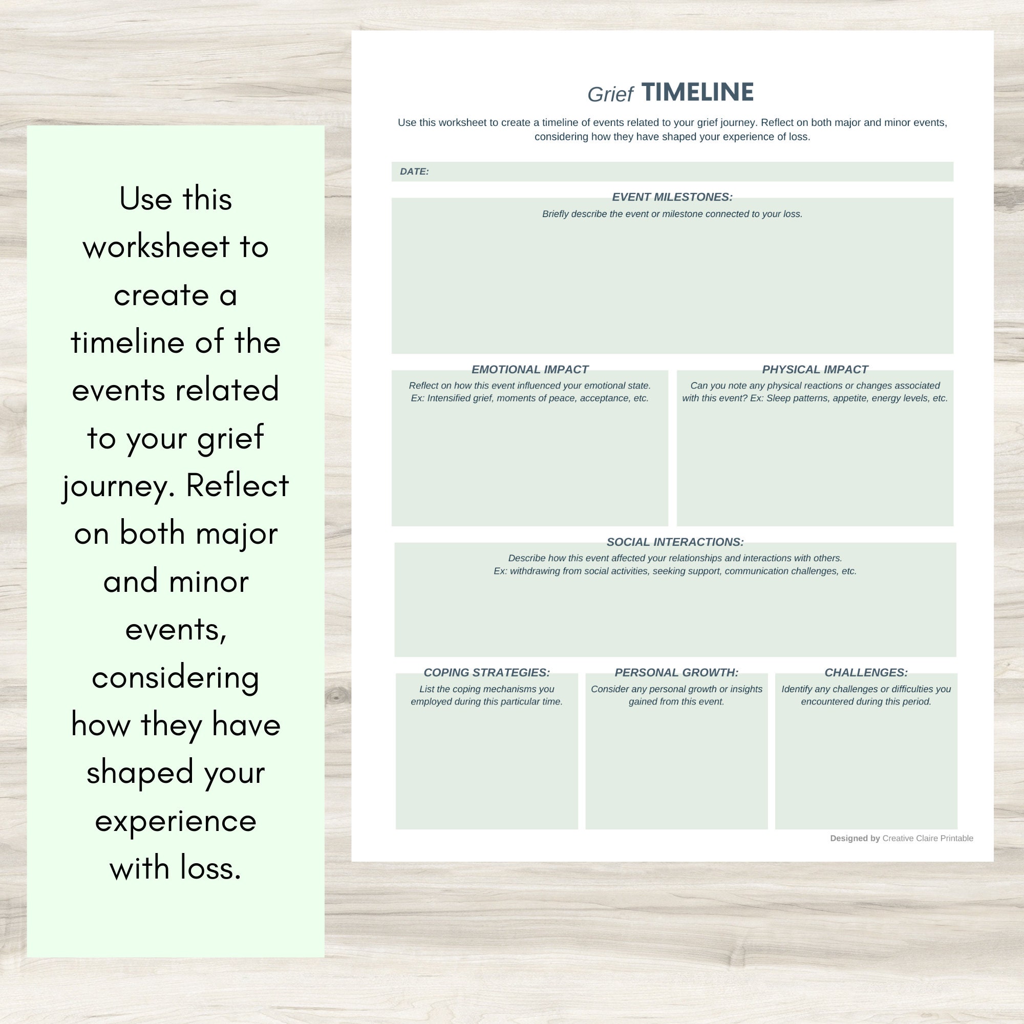 Grief Timeline Worksheet: Reflect, Heal, Grow (PDF) - Etsy