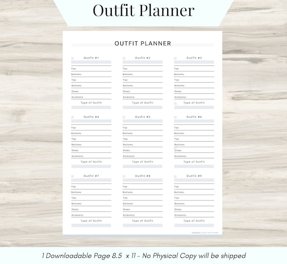 Travel Outfit Planner: Packing List & Itinerary (8.5 x 11 PDF)