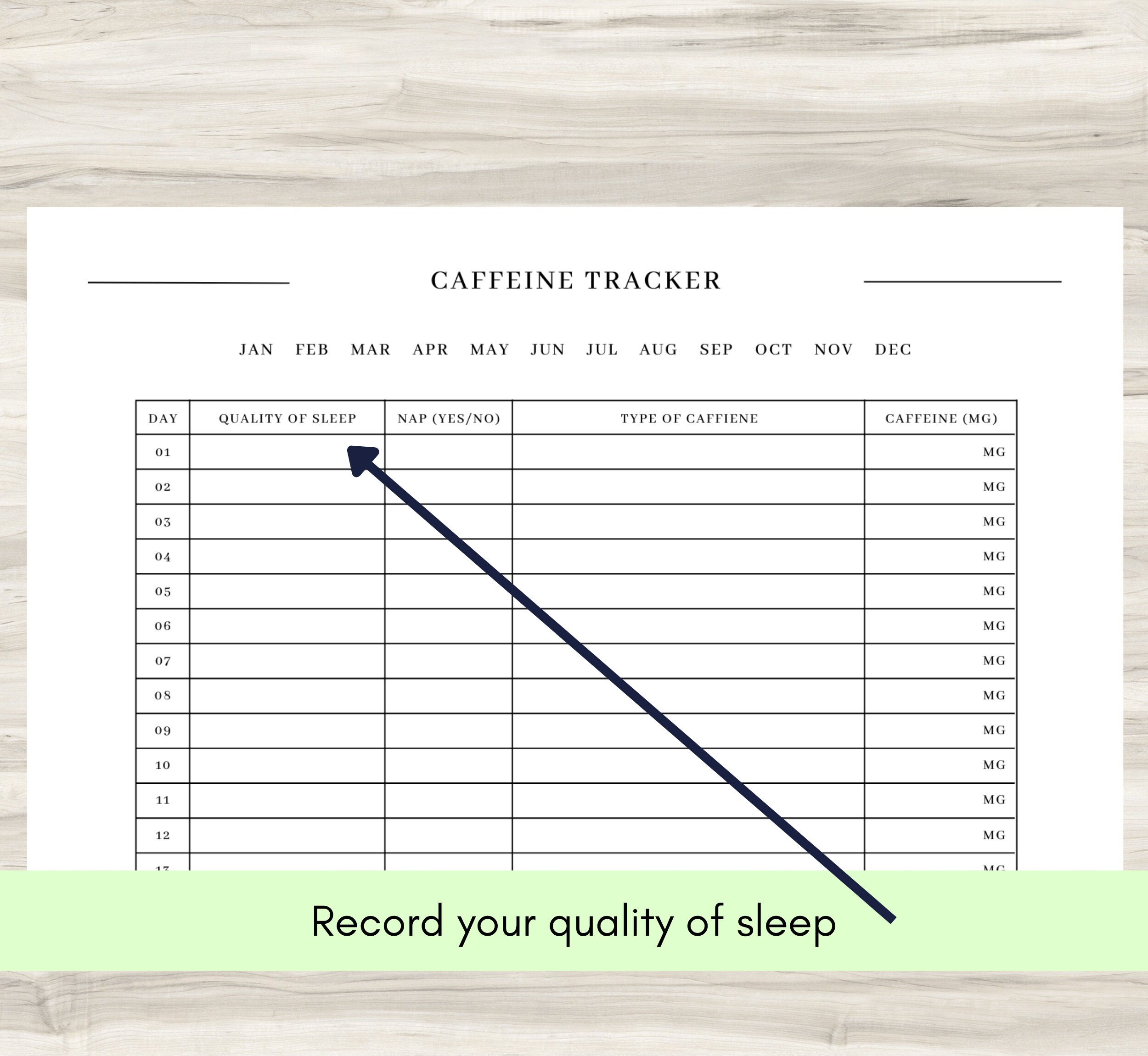 Printable Caffeine Questionnaire.pdf Caffeine Tracker Printable: Daily Hydration & Diet Log (PDF) - Etsy