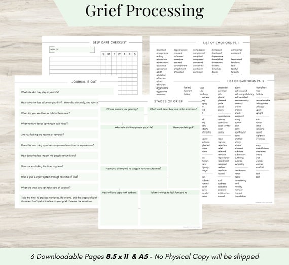 Grief Thought Processing Journal Pages for Daily Self Care Etsy