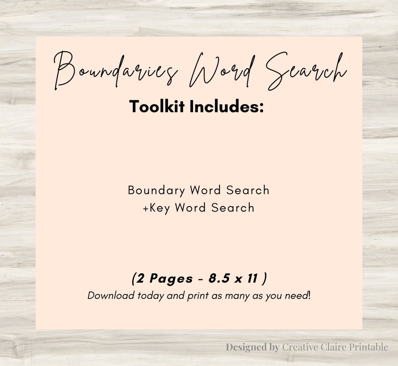 Boundaries Word Search: Therapy Scavenger Hunt (PDF) - Etsy