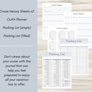 Cruise Planner Bundle, Packing List, Travel Itineraries, Emergency Contact List, Travel Countdown, Outfit Planner, Travel Diary, PDF image 5