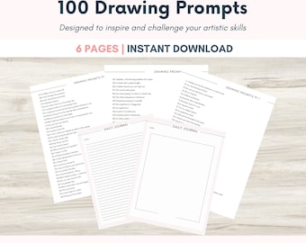 100 Drawing Journal Prompts: Art Therapy, Sketch Ideas, Drawing Prompts, Art Goals, Creative Drawing
