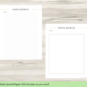 Within the Grief Journal, find bare journal pages, lined and spaced. Use with the Grief prompts to encourage emotional healing and self-discovery during the journey of loss.