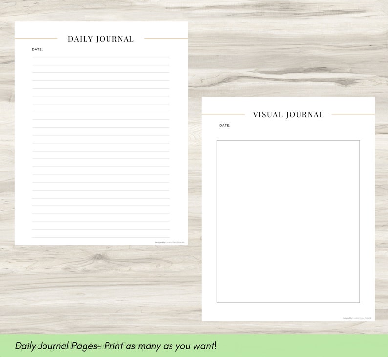Within the Grief Journal, find bare journal pages, lined and spaced. Use with the Grief prompts to encourage emotional healing and self-discovery during the journey of loss.