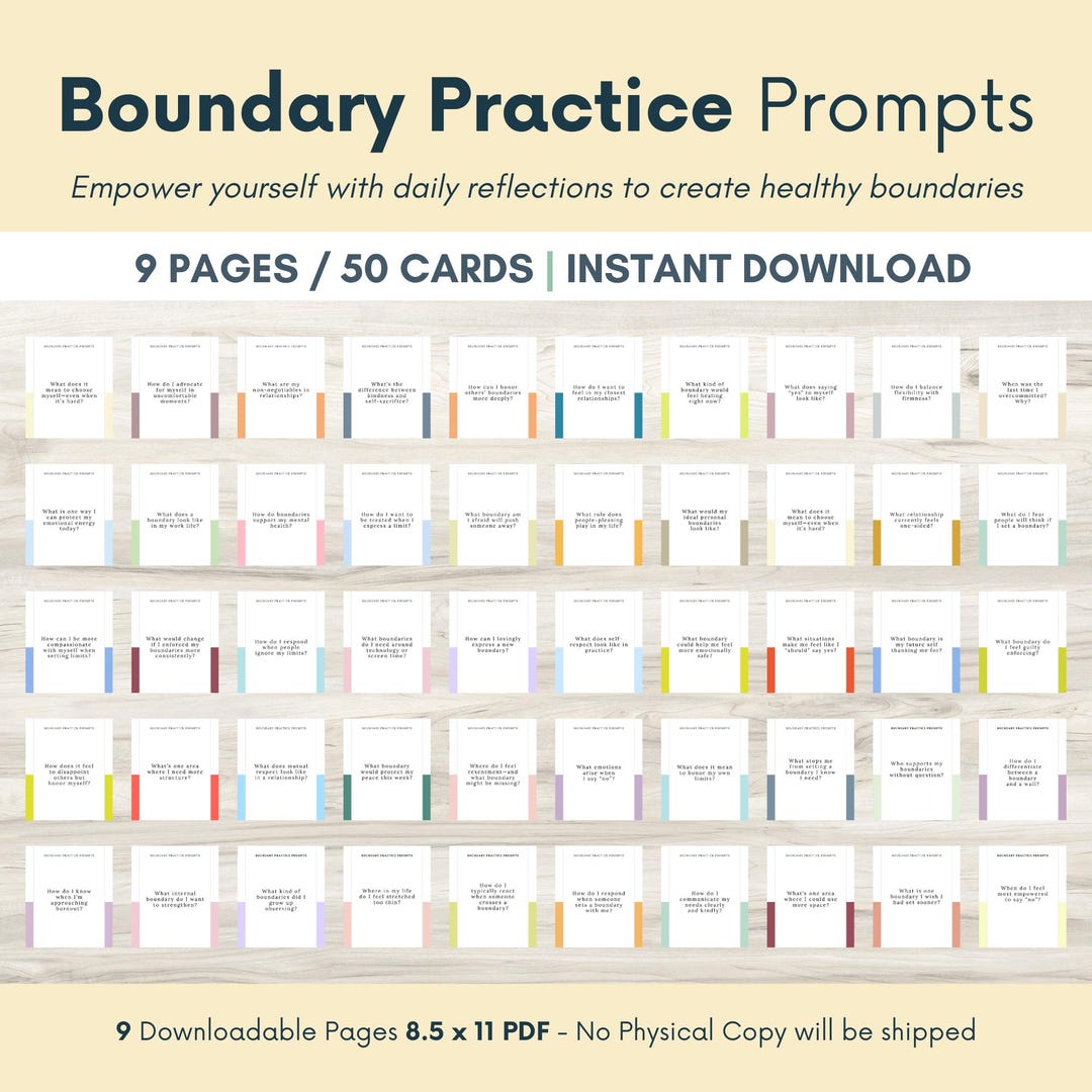 Boundary Practice Prompt Flashcards: Self-care & Relationships (PDF) - Etsy