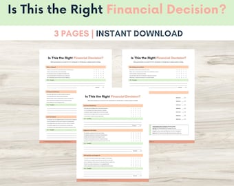 Financial Decision Worksheet PDF | Money Decision Scorecard | Budget Choice Journal | Personal Finance Printable | Digital Download