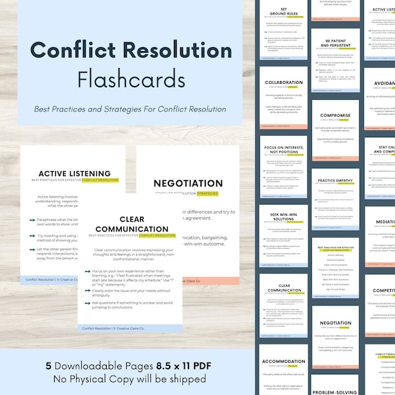 Conflict Resolution Flashcards, School Counselor, Restorative Justice Tool, School Teacher, SEL, Social Skills Development, Mental Health