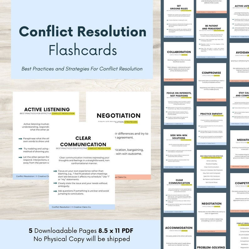 Conflict Resolution Flashcards, School Counselor, Restorative Justice Tool, School Teacher, SEL, Social Skills Development, Mental Health image 1