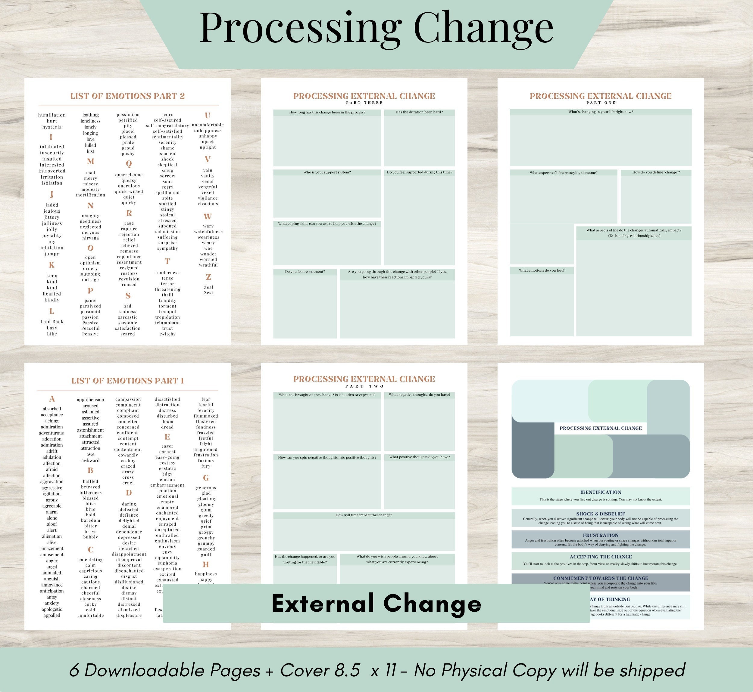 Processing Life Worksheet Processing Change Journal: Mental Health, Therapy Worksheets | Self ...