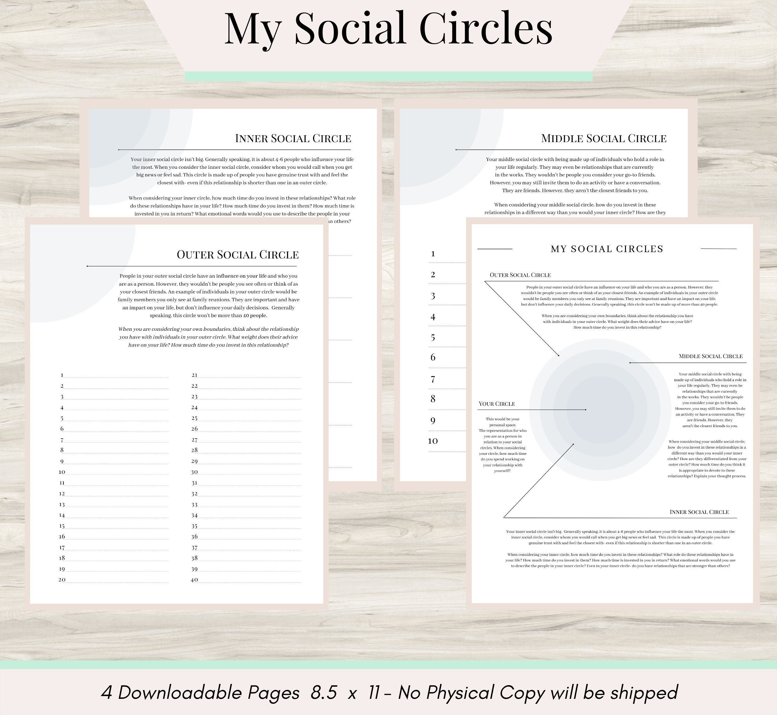 social circles therapy worksheet personal boundaries social etsy