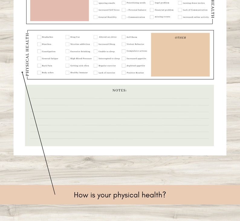 Self Examination, Holistic Check-in, How do you feel, Therapy Journal Worksheets, digital Mental Health Page, Daily self-care, Mental health image 6