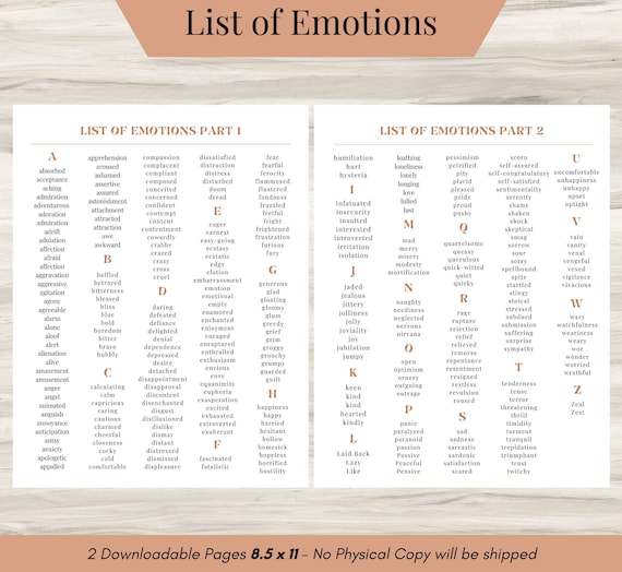 Emotion List, Mental Health, Emotional Heath, Therapy Tool, Therapist Aid, School Counseling Tool,