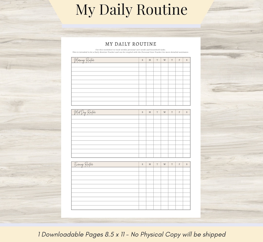 My Daily Routine Sheet, Daily Routine Planner, Self Care Checklist ...
