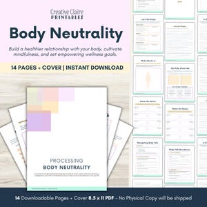 Body Neutrality Journal: Build a Healthier Relationship with your Body | Body Check-in | Set Goals | Thought Mapping | Journal Prompts
