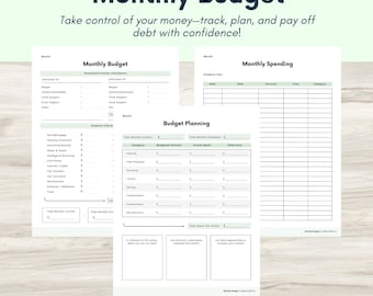 Monthly Planner |  Budget Sheet, Expense Tracker, Financial Organizer, Personal Finance Printable, Savings & Debt Tracker