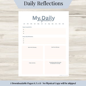 Daily Reflections, Daily Gratitude, The Best Part of My Day, The worst Part of My Day, Lessons I learned Today, Thought Processing, Daily