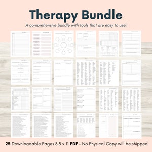 Therapy Journal, 36 Therapy Resources For Families and Counselors, Psychology Handouts Counselor Workbook CBT Anxiety self-esteem journal