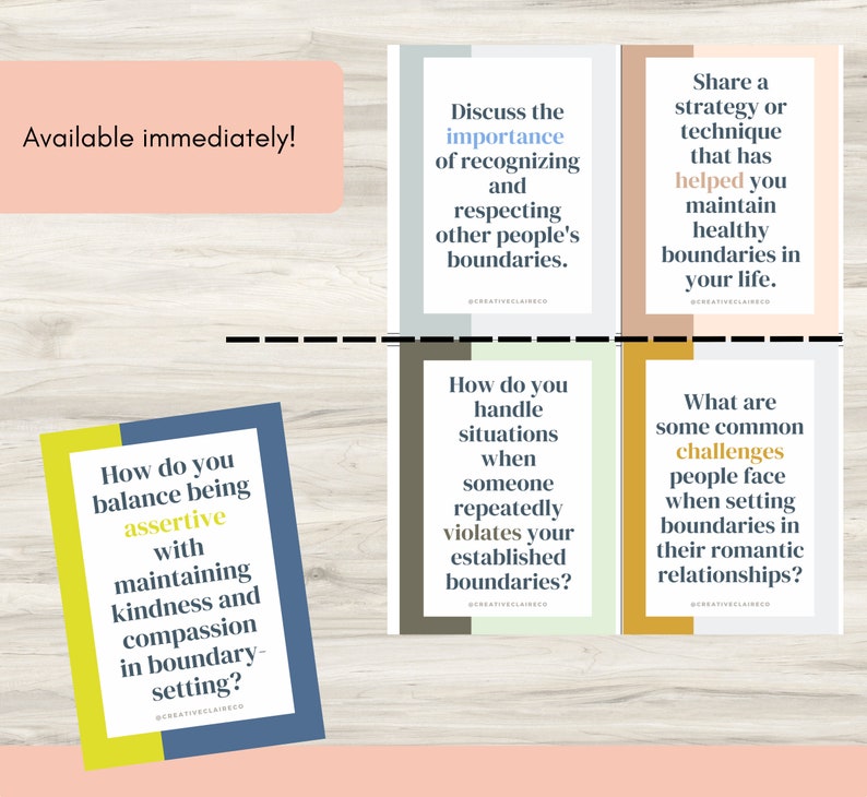 Tarjetas de límites, diario y sugerencias para conversar, establecer límites, salud mental, sugerencias para relaciones, comunicación abierta imagen 4