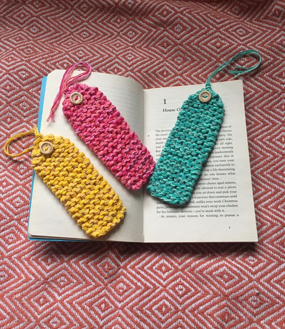 Colourful Cotton Bookmark Hand Knitted Bookmark 100 Cotton Etsy