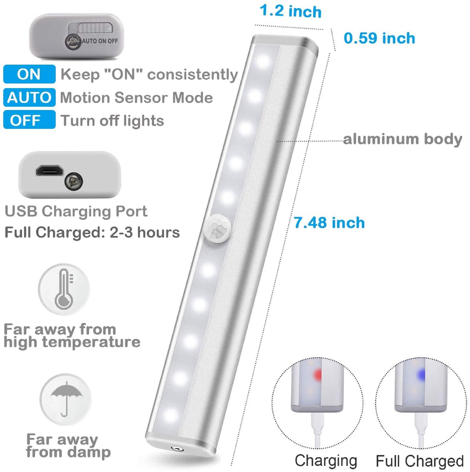 LED Wireless Under Lighting Rechargeable Motion Sensor Etsy