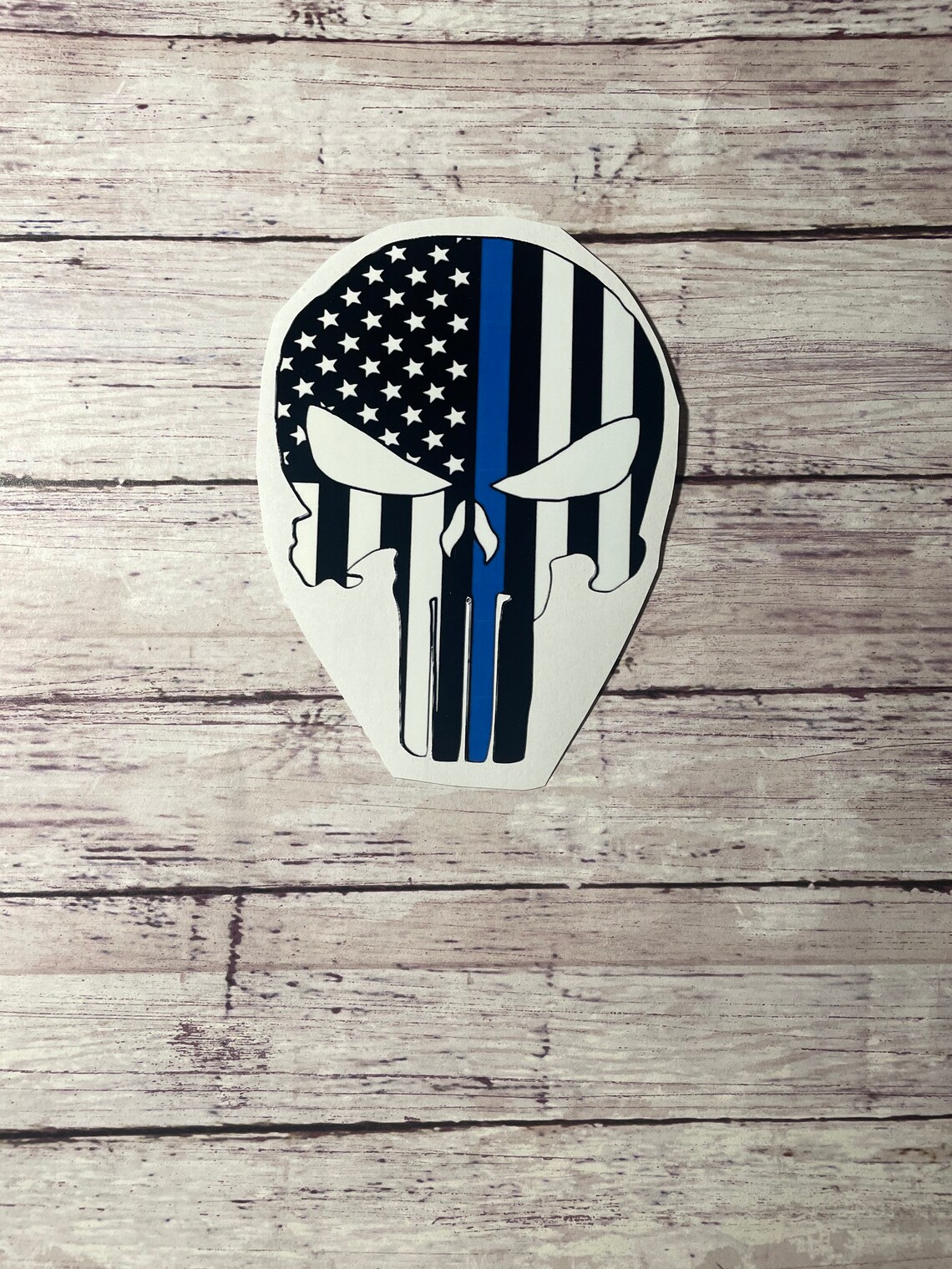 Punisher Skull Blue line sticker Etsy