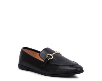 LONDON RAG: Talula Horsebit Embellished Faux Leather Loafers