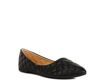 LONDON RAG: Rikhani Quilted Detail Ballet Flats