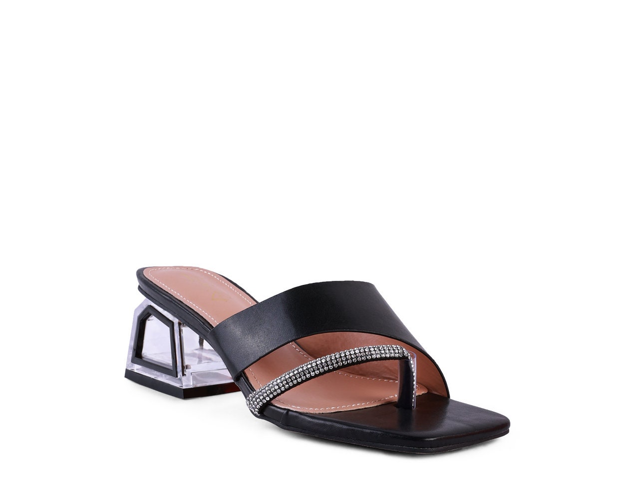 Black strappy low heels sale