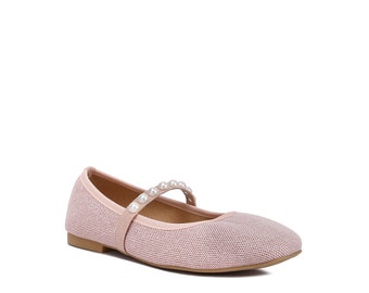 LONDON RAG: Sassie Pearl Embellished Ballerina Flats