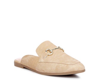 LONDON RAG: Horsebit Slip On Mules