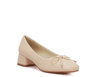 LONDON RAG: Sienna Low Block Heel Ballerinas