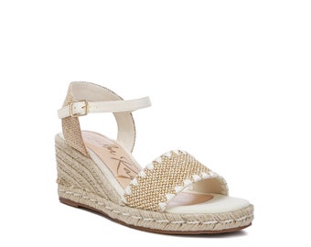 LONDON RAG: Lucas Raffia Wedge Heel Espadrilles